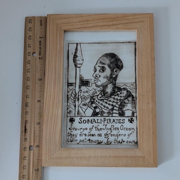 Intaglio Print Framed - Handcrafted - Artwork -Signed - Somali Pirates - African - Picture 5 of 8